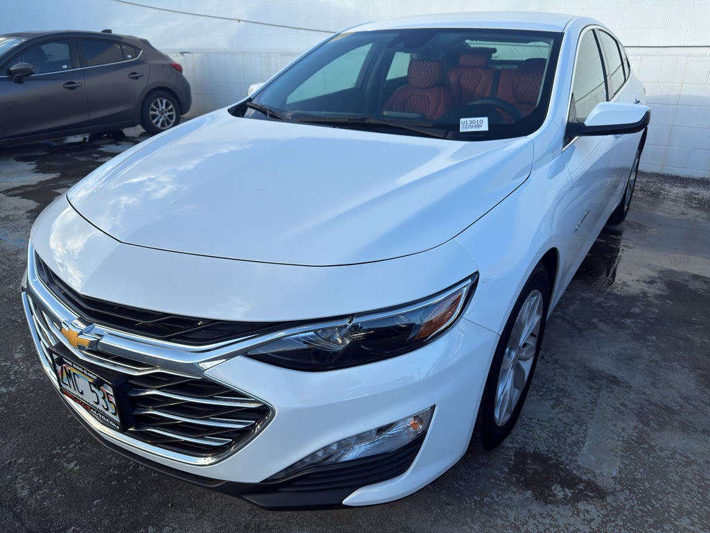 2025 Chevrolet Malibu LT in Summit White — front three-quarter view