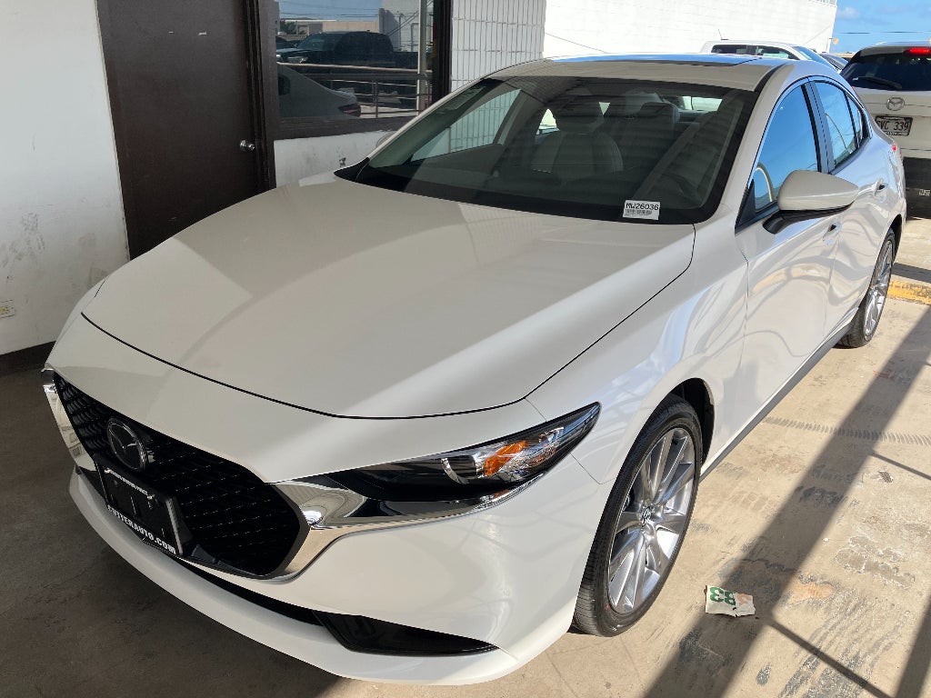 2026 Mazda Mazda3 Sedan 2.5 S Preferred in Snowflake White Pearl — front three-quarter view