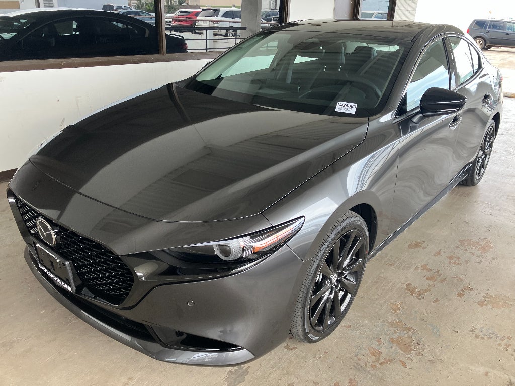 2026 Mazda Mazda3 Sedan 2.5 Turbo Premium Plus AWD in Machine Gray Metallic — front three-quarter view
