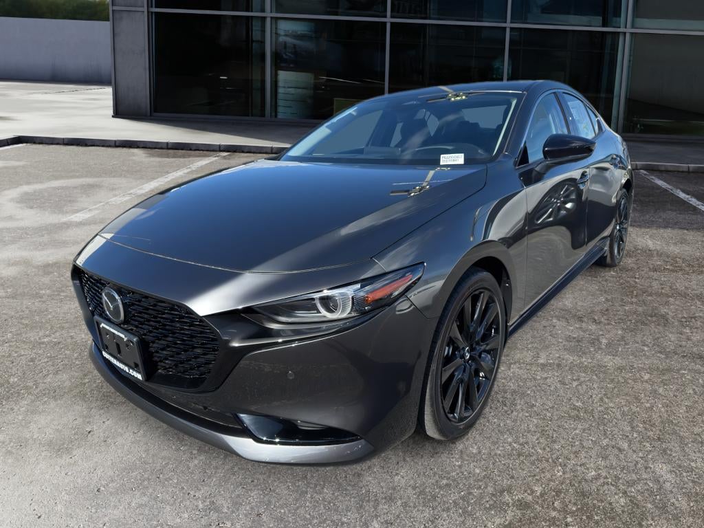 2026 Mazda Mazda3 Sedan 2.5 Turbo Premium Plus AWD in Machine Gray Metallic — front three-quarter view