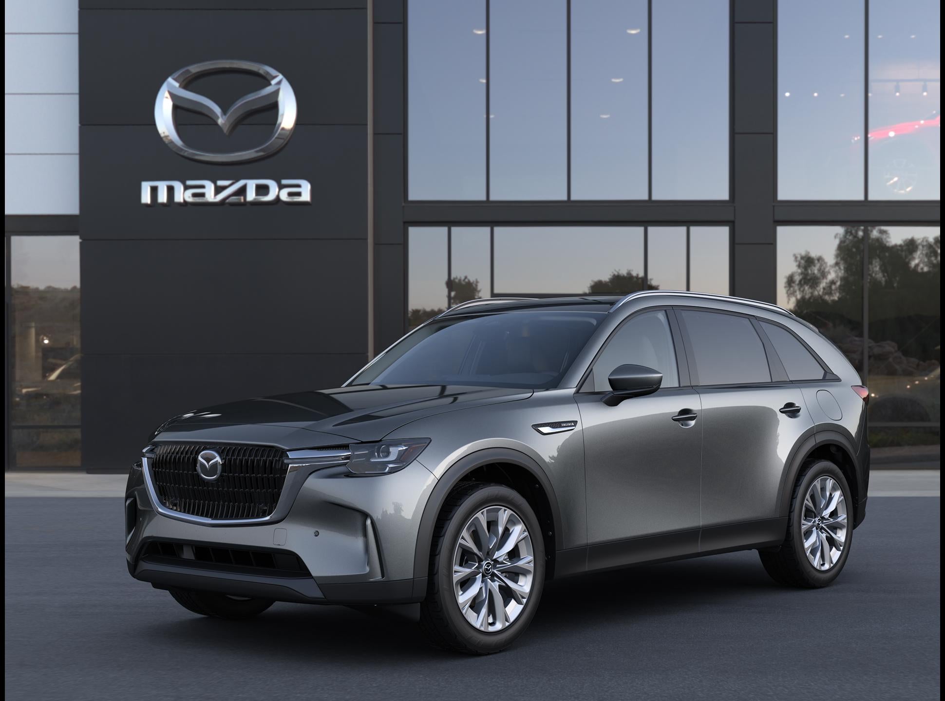 2026 Mazda Mazda CX-90 3.3 Turbo Preferred AWD in Machine Gray Metallic — front three-quarter view
